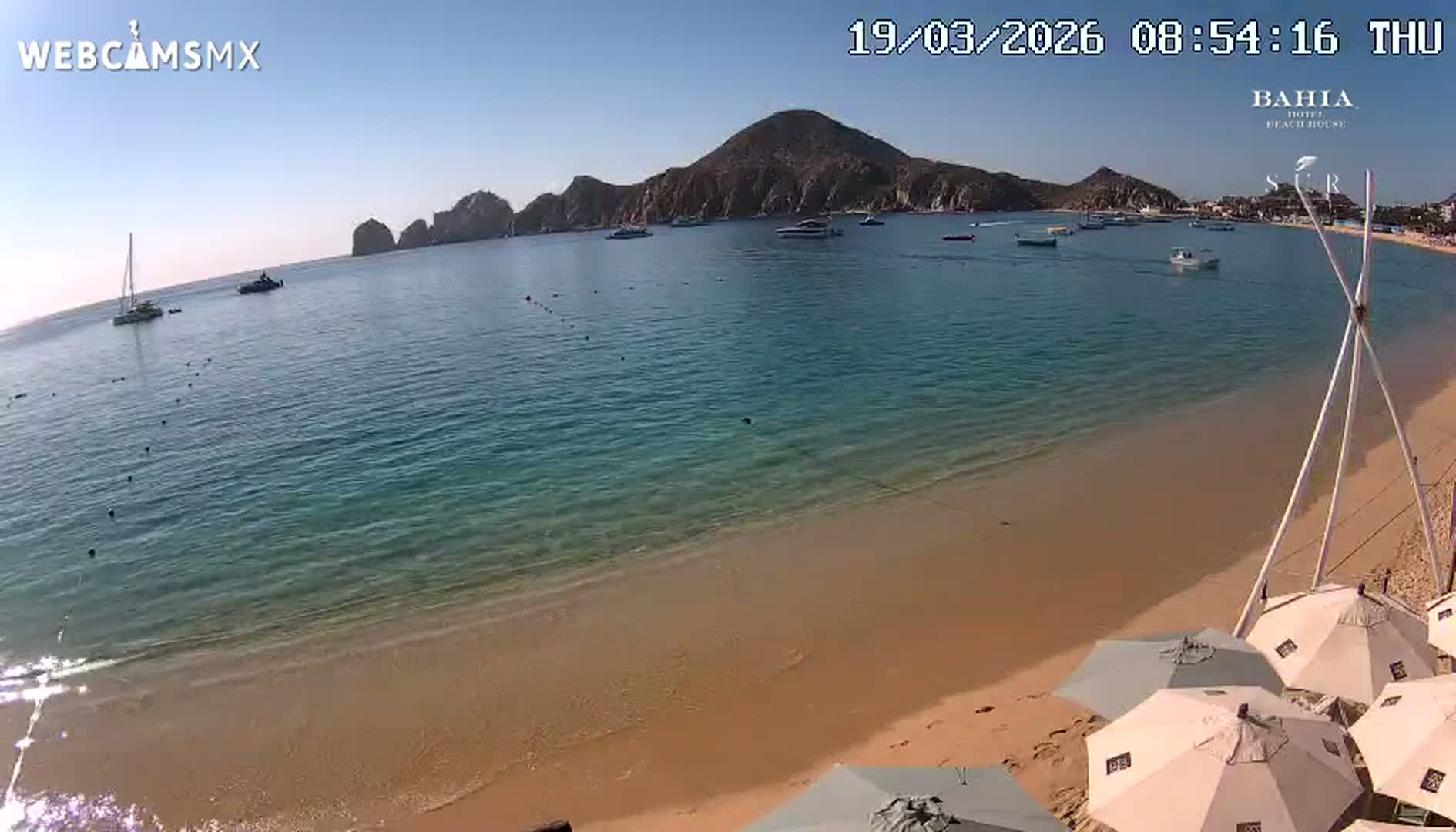 Cabo San Lucas, Playa El Medano Beach towards South View Live Cam - El Medano Ejidal, Los Cabos, Baja California Sur, Mexico