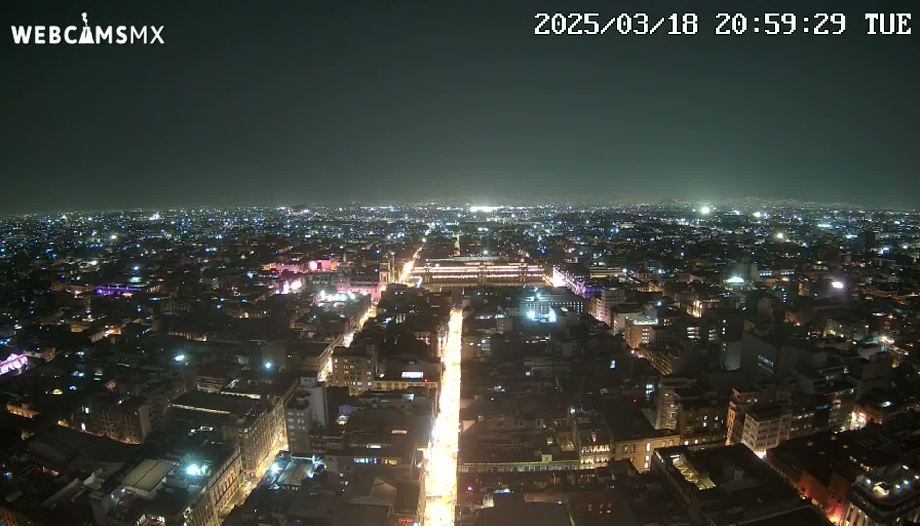 A brightly lit city at night stretches to the horizon under a clear, dark sky.
