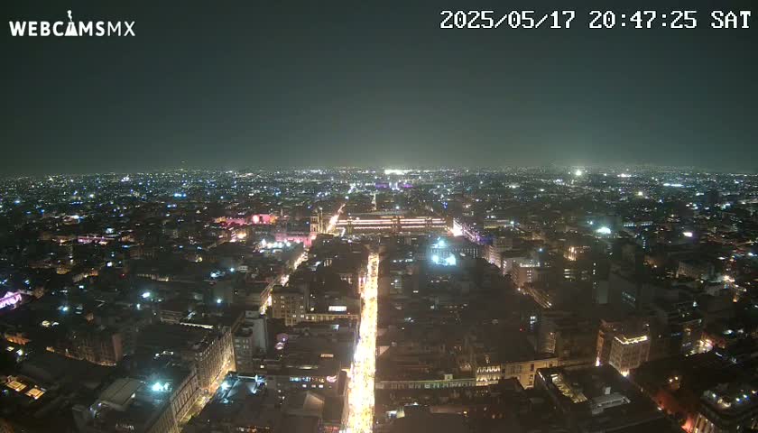 East Facing of Mexico City from Torre Latino Americana Tower Live Cam - Cuauhtemoc, Ciudad de Mexico, Mexico