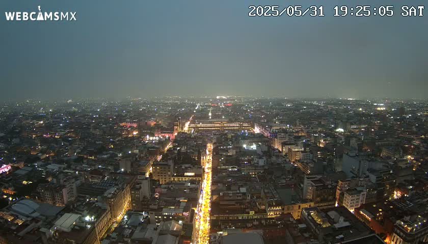 East Facing of Mexico City from Torre Latino Americana Tower Live Cam - Cuauhtemoc, Ciudad de Mexico, Mexico