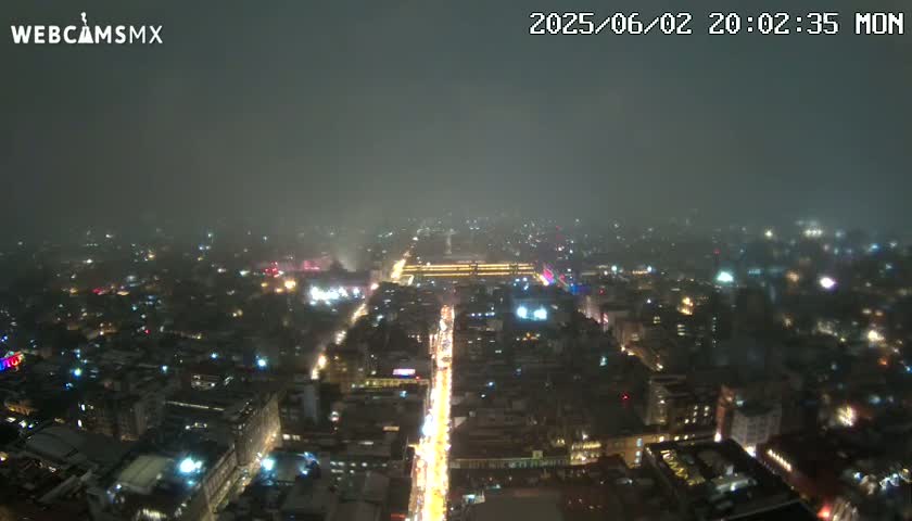 East Facing of Mexico City from Torre Latino Americana Tower Live Cam - Cuauhtemoc, Ciudad de Mexico, Mexico