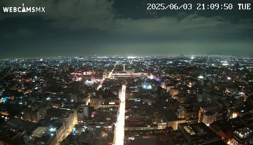 East Facing of Mexico City from Torre Latino Americana Tower Live Cam - Cuauhtemoc, Ciudad de Mexico, Mexico