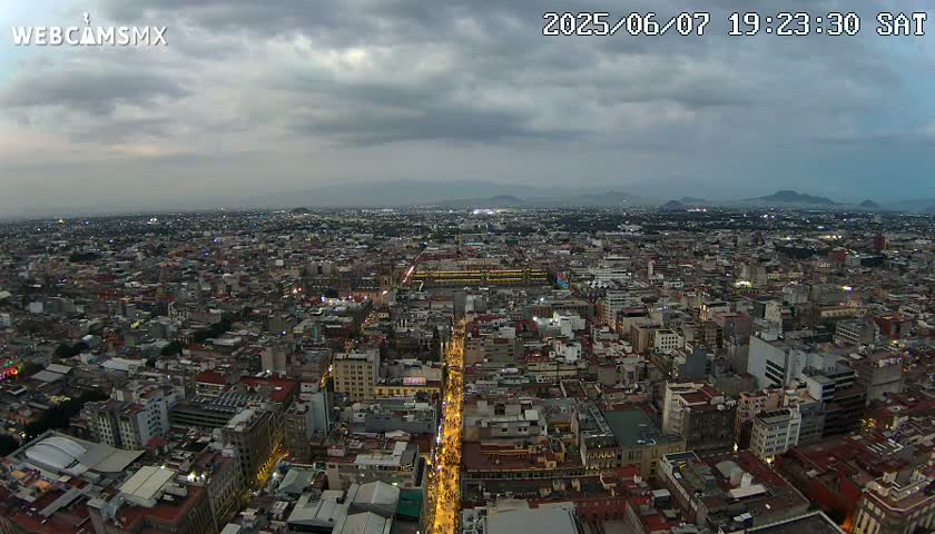 East Facing of Mexico City from Torre Latino Americana Tower Live Cam - Cuauhtemoc, Ciudad de Mexico, Mexico