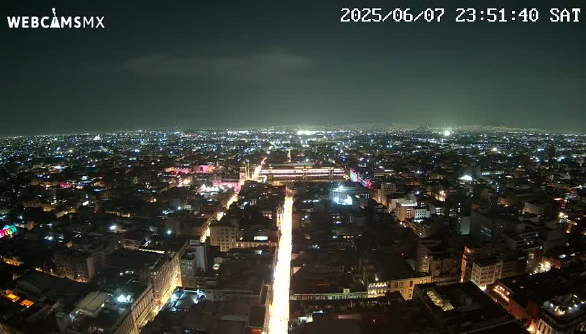 East Facing of Mexico City from Torre Latino Americana Tower Live Cam - Cuauhtemoc, Ciudad de Mexico, Mexico