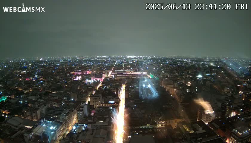 East Facing of Mexico City from Torre Latino Americana Tower Live Cam - Cuauhtemoc, Ciudad de Mexico, Mexico