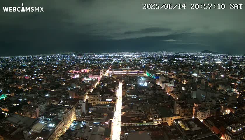 East Facing of Mexico City from Torre Latino Americana Tower Live Cam - Cuauhtemoc, Ciudad de Mexico, Mexico