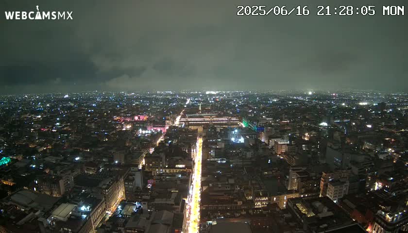 East Facing of Mexico City from Torre Latino Americana Tower Live Cam - Cuauhtemoc, Ciudad de Mexico, Mexico