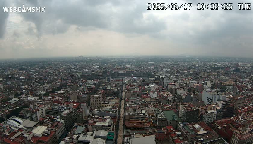 An expansive view of a dense city under an overcast sky.