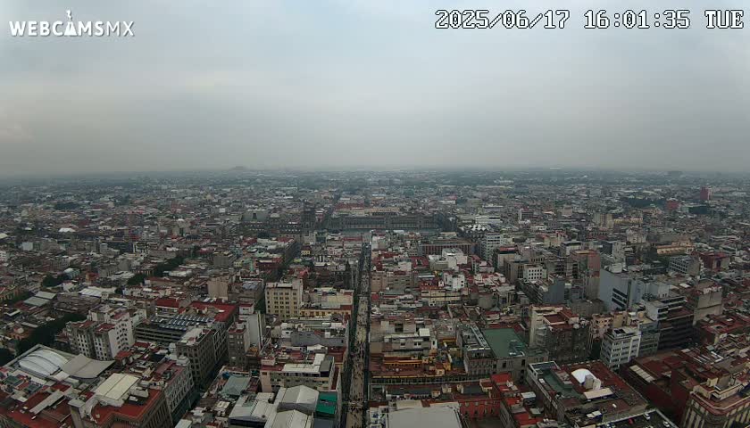 East Facing of Mexico City from Torre Latino Americana Tower Live Cam - Cuauhtemoc, Ciudad de Mexico, Mexico