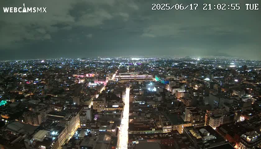 East Facing of Mexico City from Torre Latino Americana Tower Live Cam - Cuauhtemoc, Ciudad de Mexico, Mexico