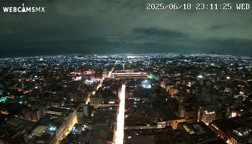 East Facing of Mexico City from Torre Latino Americana Tower Live Cam - Cuauhtemoc, Ciudad de Mexico, Mexico
