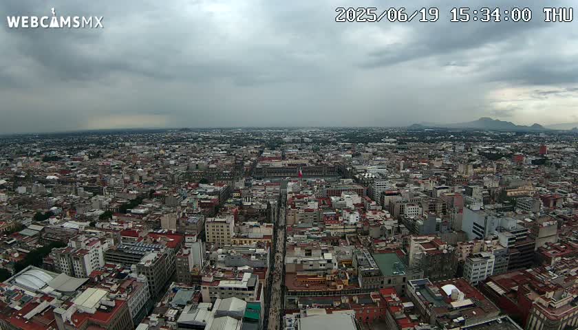 East Facing of Mexico City from Torre Latino Americana Tower Live Cam - Cuauhtemoc, Ciudad de Mexico, Mexico