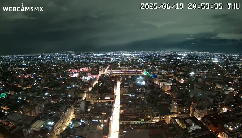 East Facing of Mexico City from Torre Latino Americana Tower Live Cam - Cuauhtemoc, Ciudad de Mexico, Mexico