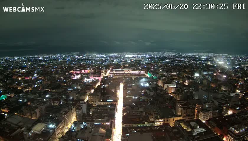 East Facing of Mexico City from Torre Latino Americana Tower Live Cam - Cuauhtemoc, Ciudad de Mexico, Mexico