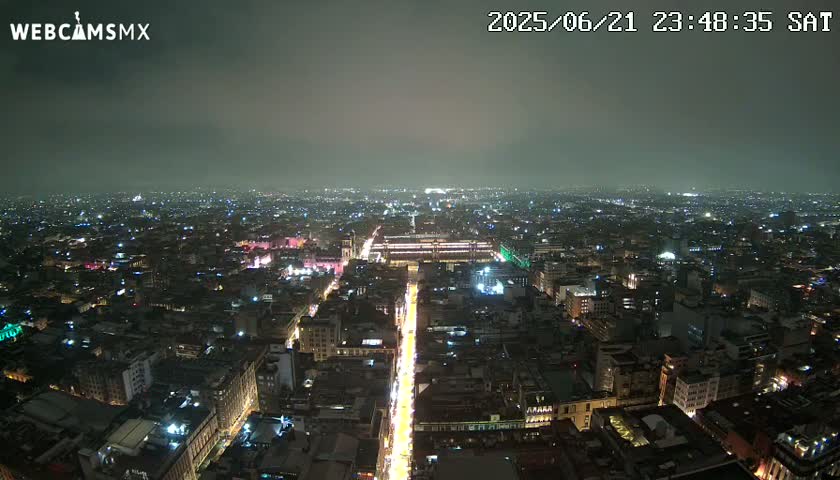 East Facing of Mexico City from Torre Latino Americana Tower Live Cam - Cuauhtemoc, Ciudad de Mexico, Mexico