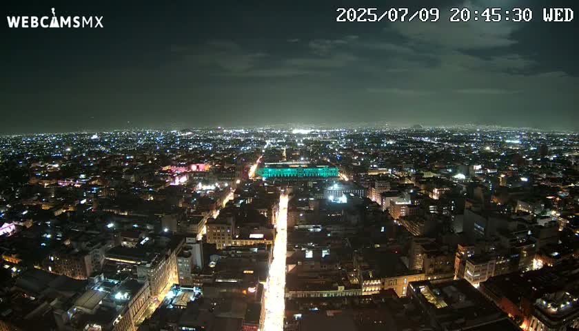 East Facing of Mexico City from Torre Latino Americana Tower Live Cam - Cuauhtemoc, Ciudad de Mexico, Mexico