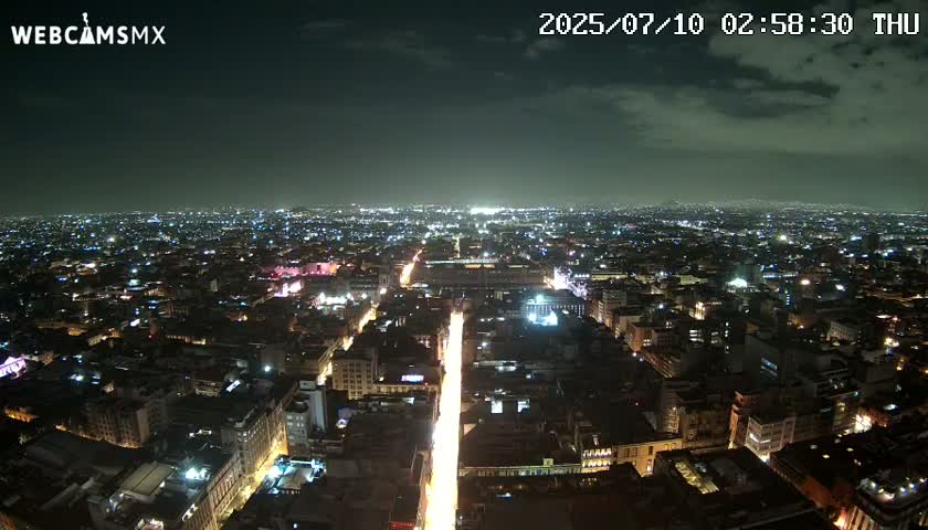 East Facing of Mexico City from Torre Latino Americana Tower Live Cam - Cuauhtemoc, Ciudad de Mexico, Mexico