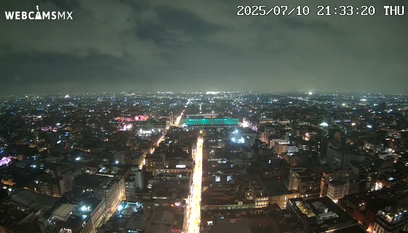 East Facing of Mexico City from Torre Latino Americana Tower Live Cam - Cuauhtemoc, Ciudad de Mexico, Mexico
