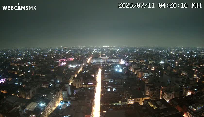 East Facing of Mexico City from Torre Latino Americana Tower Live Cam - Cuauhtemoc, Ciudad de Mexico, Mexico