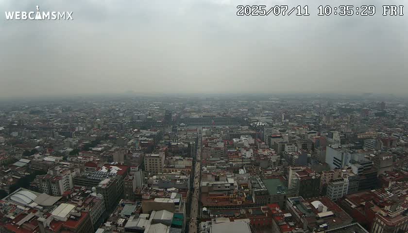 East Facing of Mexico City from Torre Latino Americana Tower Live Cam - Cuauhtemoc, Ciudad de Mexico, Mexico