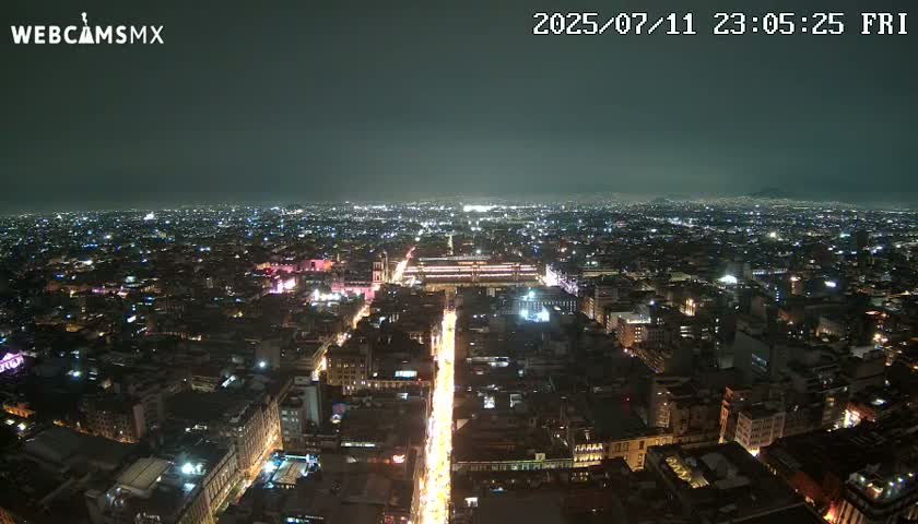 East Facing of Mexico City from Torre Latino Americana Tower Live Cam - Cuauhtemoc, Ciudad de Mexico, Mexico