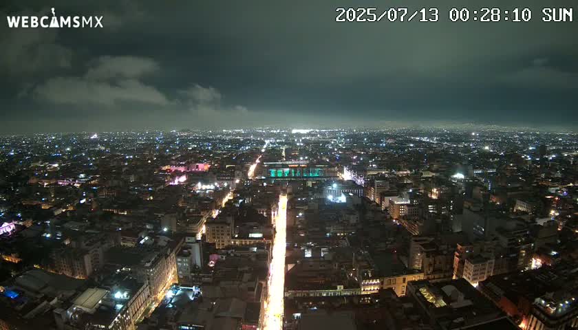 East Facing of Mexico City from Torre Latino Americana Tower Live Cam - Cuauhtemoc, Ciudad de Mexico, Mexico