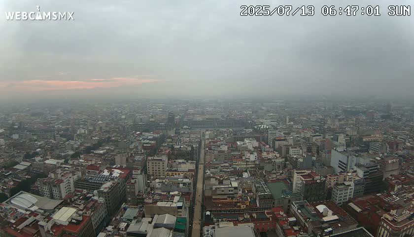 East Facing of Mexico City from Torre Latino Americana Tower Live Cam - Cuauhtemoc, Ciudad de Mexico, Mexico