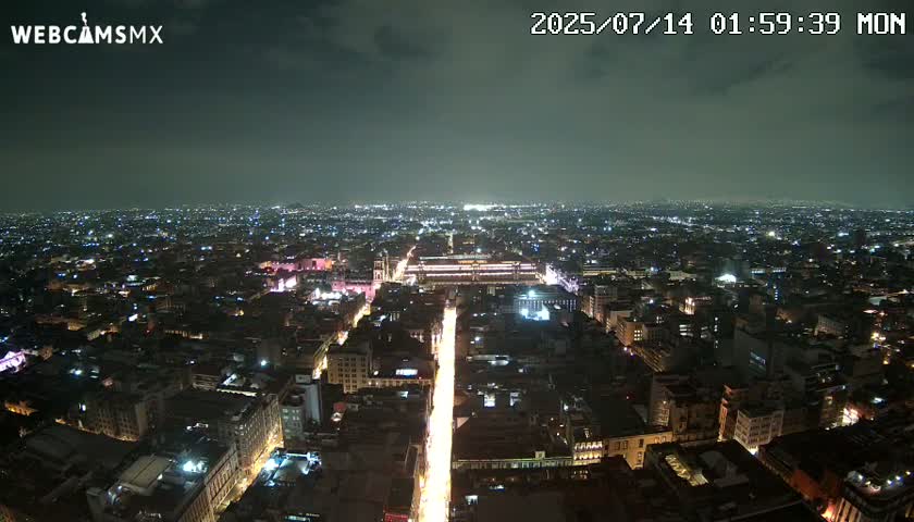 East Facing of Mexico City from Torre Latino Americana Tower Live Cam - Cuauhtemoc, Ciudad de Mexico, Mexico