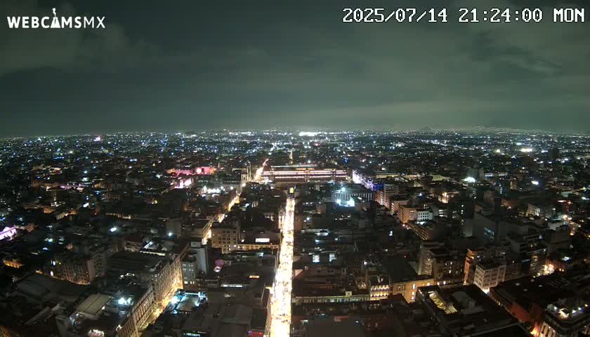 East Facing of Mexico City from Torre Latino Americana Tower Live Cam - Cuauhtemoc, Ciudad de Mexico, Mexico