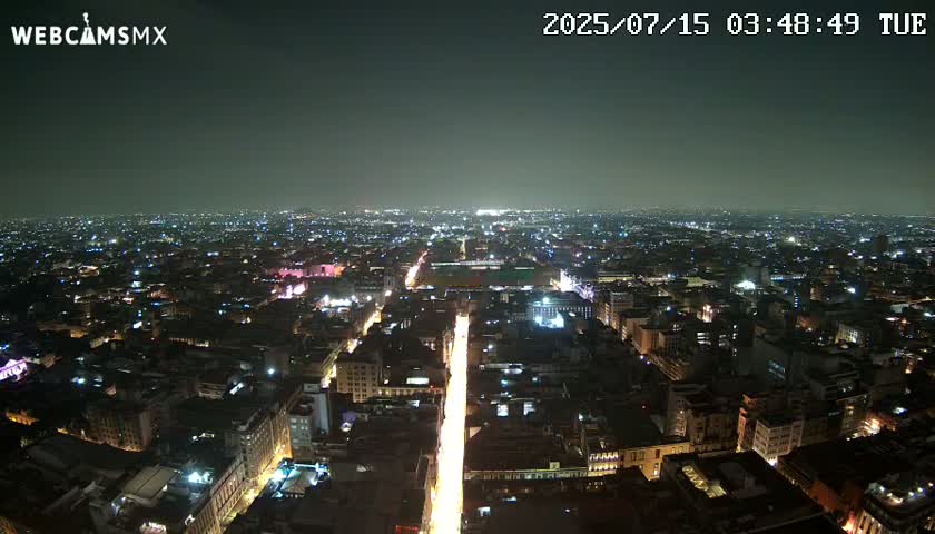 East Facing of Mexico City from Torre Latino Americana Tower Live Cam - Cuauhtemoc, Ciudad de Mexico, Mexico