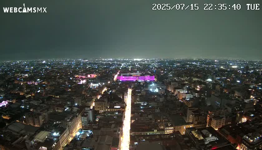 East Facing of Mexico City from Torre Latino Americana Tower Live Cam - Cuauhtemoc, Ciudad de Mexico, Mexico