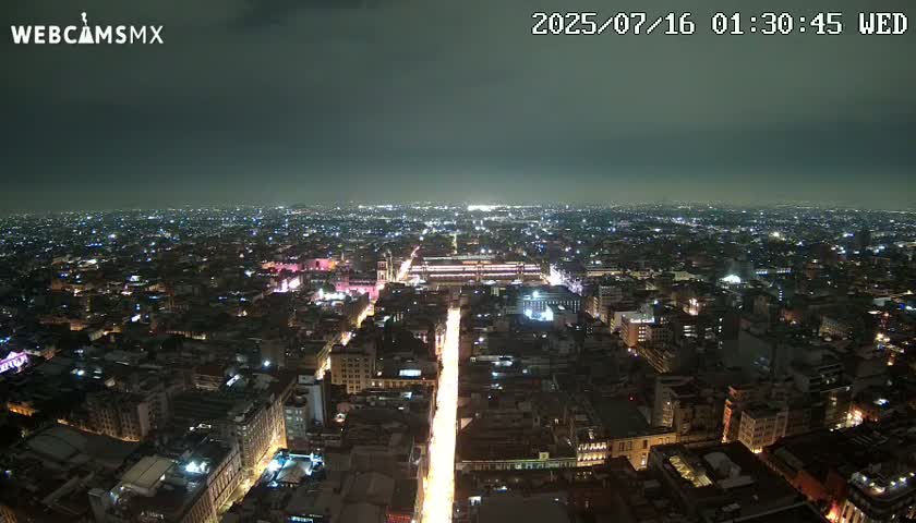 East Facing of Mexico City from Torre Latino Americana Tower Live Cam - Cuauhtemoc, Ciudad de Mexico, Mexico
