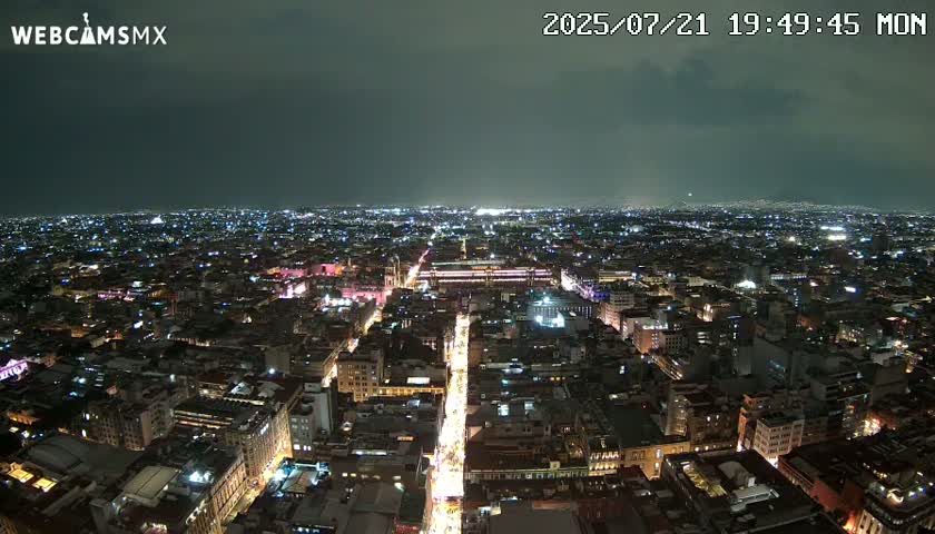 East Facing of Mexico City from Torre Latino Americana Tower Live Cam - Cuauhtemoc, Ciudad de Mexico, Mexico