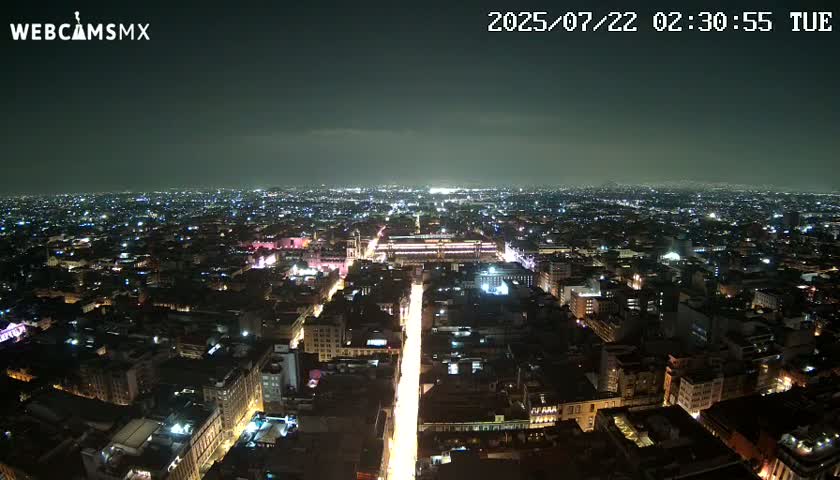 East Facing of Mexico City from Torre Latino Americana Tower Live Cam - Cuauhtemoc, Ciudad de Mexico, Mexico