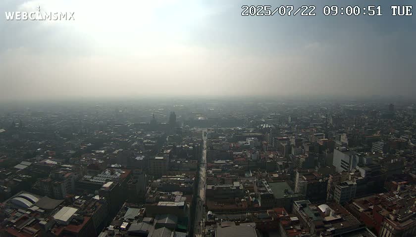 East Facing of Mexico City from Torre Latino Americana Tower Live Cam - Cuauhtemoc, Ciudad de Mexico, Mexico