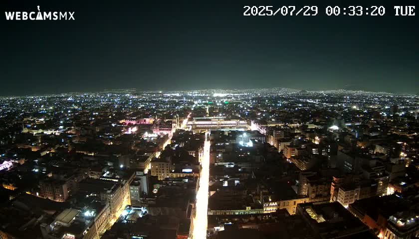 East Facing of Mexico City from Torre Latino Americana Tower Live Cam - Cuauhtemoc, Ciudad de Mexico, Mexico