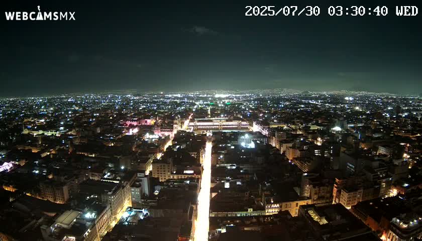 East Facing of Mexico City from Torre Latino Americana Tower Live Cam - Cuauhtemoc, Ciudad de Mexico, Mexico