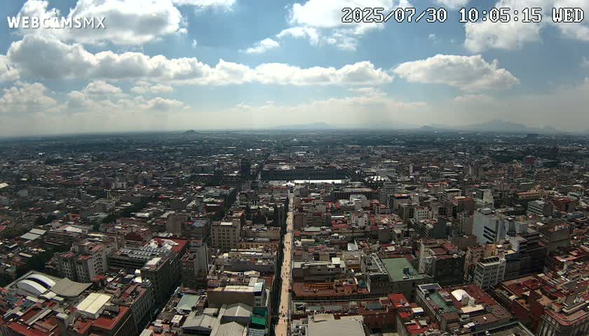 East Facing of Mexico City from Torre Latino Americana Tower Live Cam - Cuauhtemoc, Ciudad de Mexico, Mexico