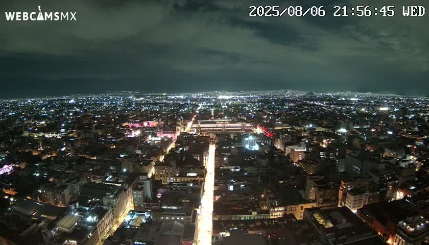 East Facing of Mexico City from Torre Latino Americana Tower Live Cam - Cuauhtemoc, Ciudad de Mexico, Mexico