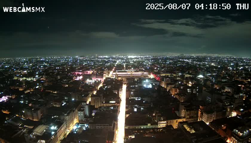 East Facing of Mexico City from Torre Latino Americana Tower Live Cam - Cuauhtemoc, Ciudad de Mexico, Mexico