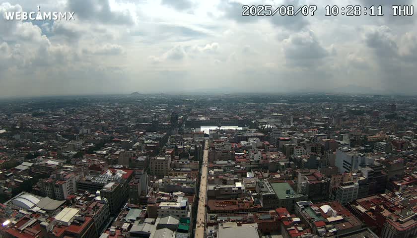 East Facing of Mexico City from Torre Latino Americana Tower Live Cam - Cuauhtemoc, Ciudad de Mexico, Mexico