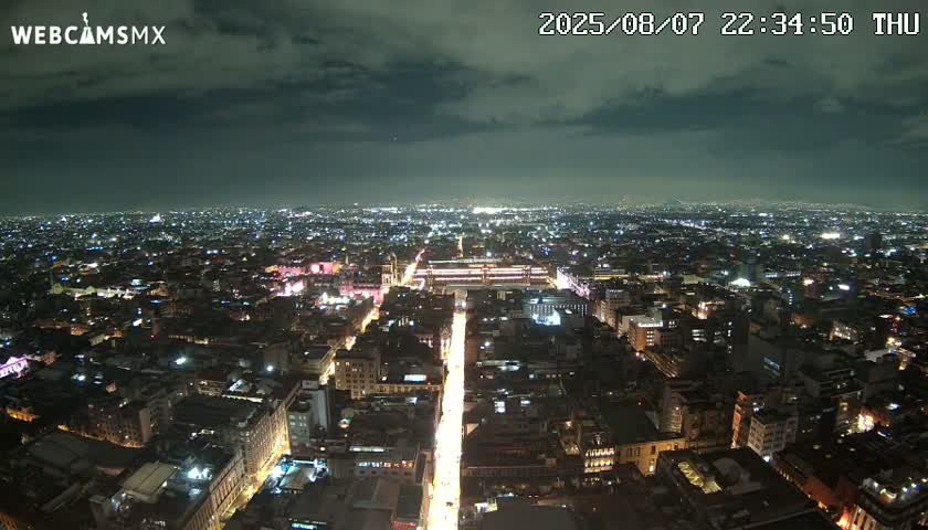 East Facing of Mexico City from Torre Latino Americana Tower Live Cam - Cuauhtemoc, Ciudad de Mexico, Mexico