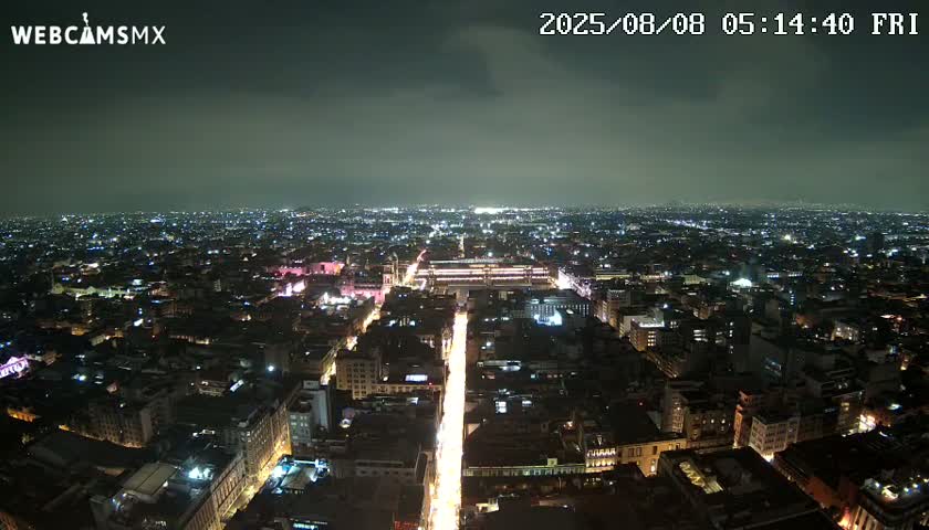 East Facing of Mexico City from Torre Latino Americana Tower Live Cam - Cuauhtemoc, Ciudad de Mexico, Mexico