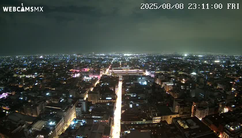East Facing of Mexico City from Torre Latino Americana Tower Live Cam - Cuauhtemoc, Ciudad de Mexico, Mexico