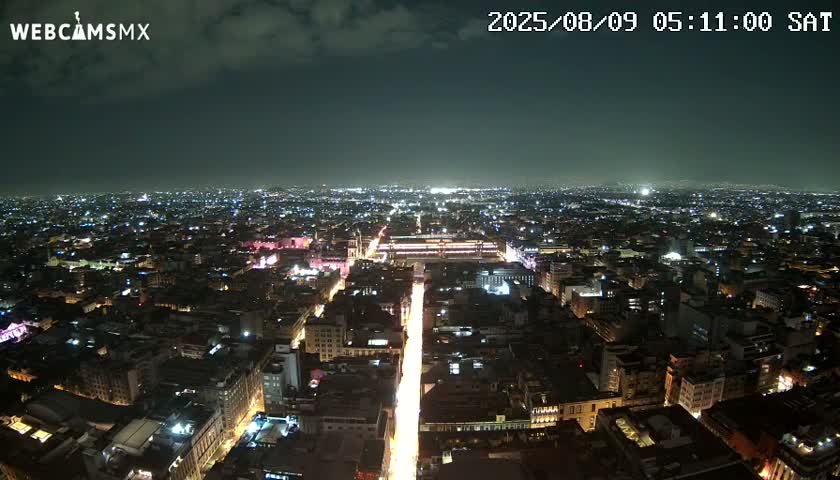 East Facing of Mexico City from Torre Latino Americana Tower Live Cam - Cuauhtemoc, Ciudad de Mexico, Mexico