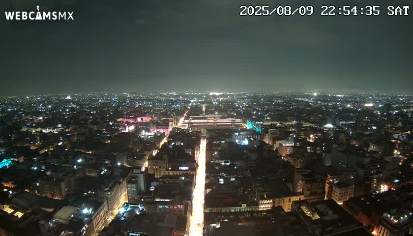 East Facing of Mexico City from Torre Latino Americana Tower Live Cam - Cuauhtemoc, Ciudad de Mexico, Mexico