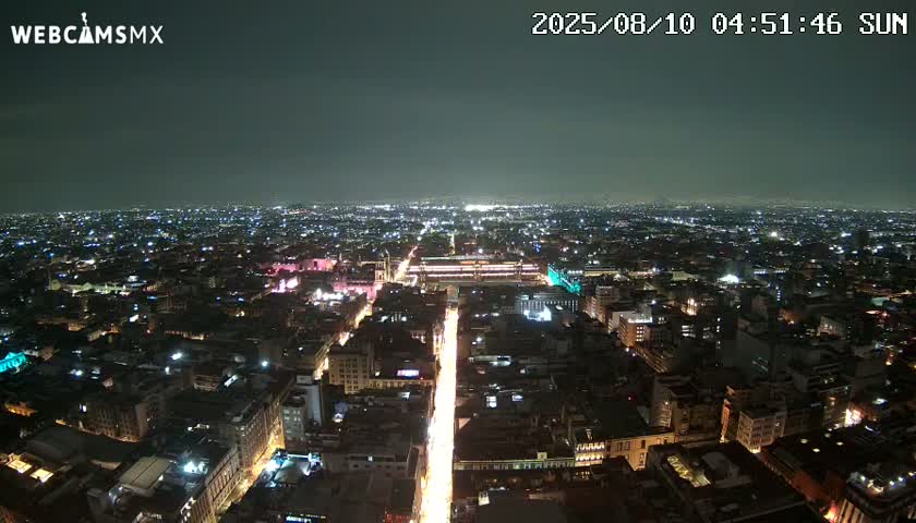 East Facing of Mexico City from Torre Latino Americana Tower Live Cam - Cuauhtemoc, Ciudad de Mexico, Mexico