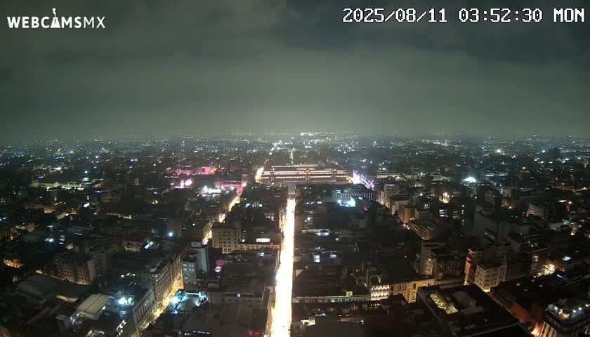 East Facing of Mexico City from Torre Latino Americana Tower Live Cam - Cuauhtemoc, Ciudad de Mexico, Mexico