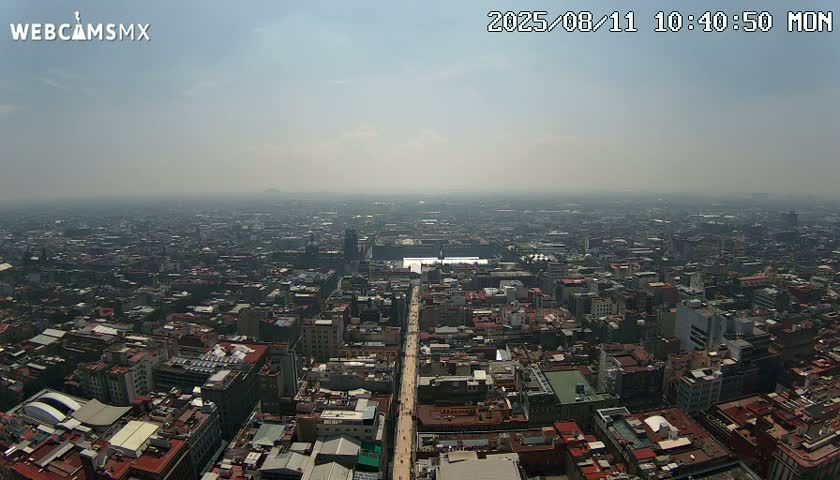 East Facing of Mexico City from Torre Latino Americana Tower Live Cam - Cuauhtemoc, Ciudad de Mexico, Mexico
