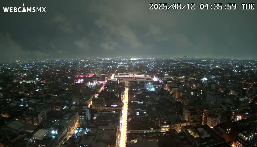 East Facing of Mexico City from Torre Latino Americana Tower Live Cam - Cuauhtemoc, Ciudad de Mexico, Mexico